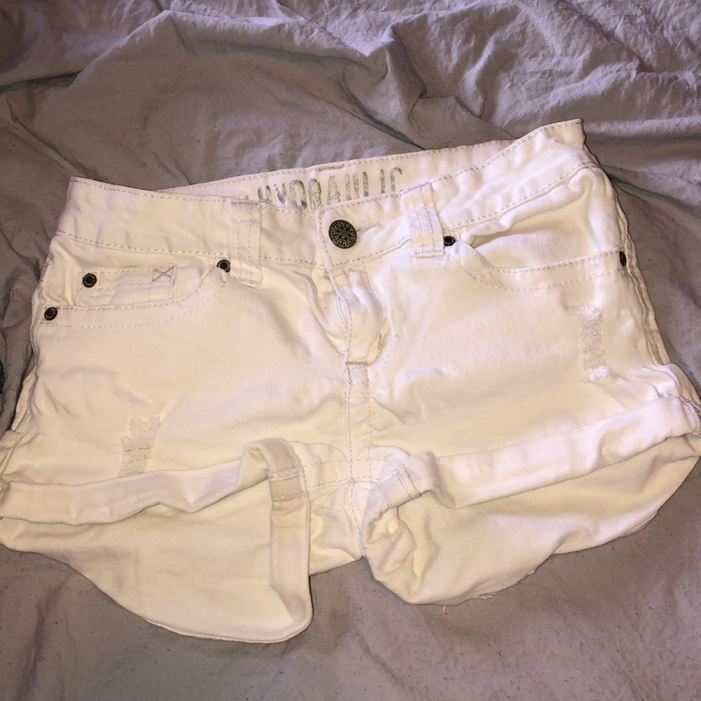 White jean shorts